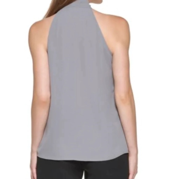 Calvin Klein X-Fit Solid Sleeveless Tie-Neck Halter Top - Picture 4 of 6